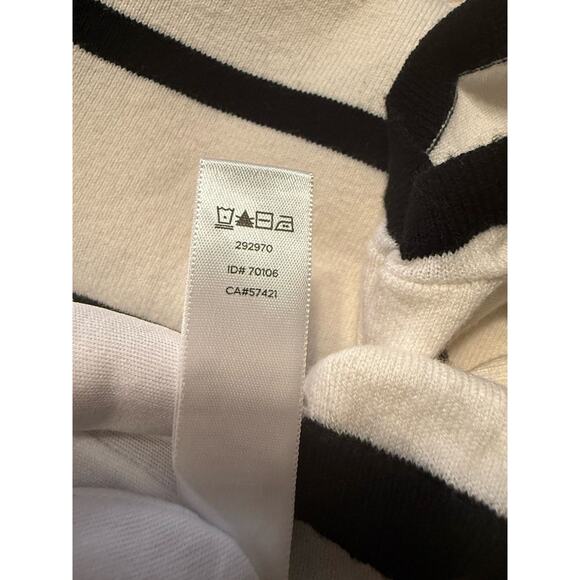 Ann Taylor LOFT Striped Short Sleeves Peplum Top Ivory Black S preppy chic 79-05 - Picture 12 of 14